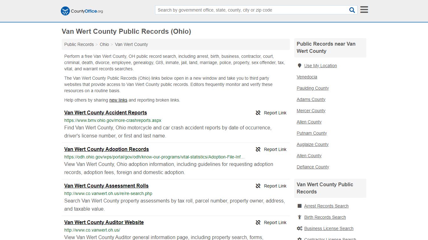 Public Records - Van Wert County, OH (Business, Criminal, GIS, Property ...