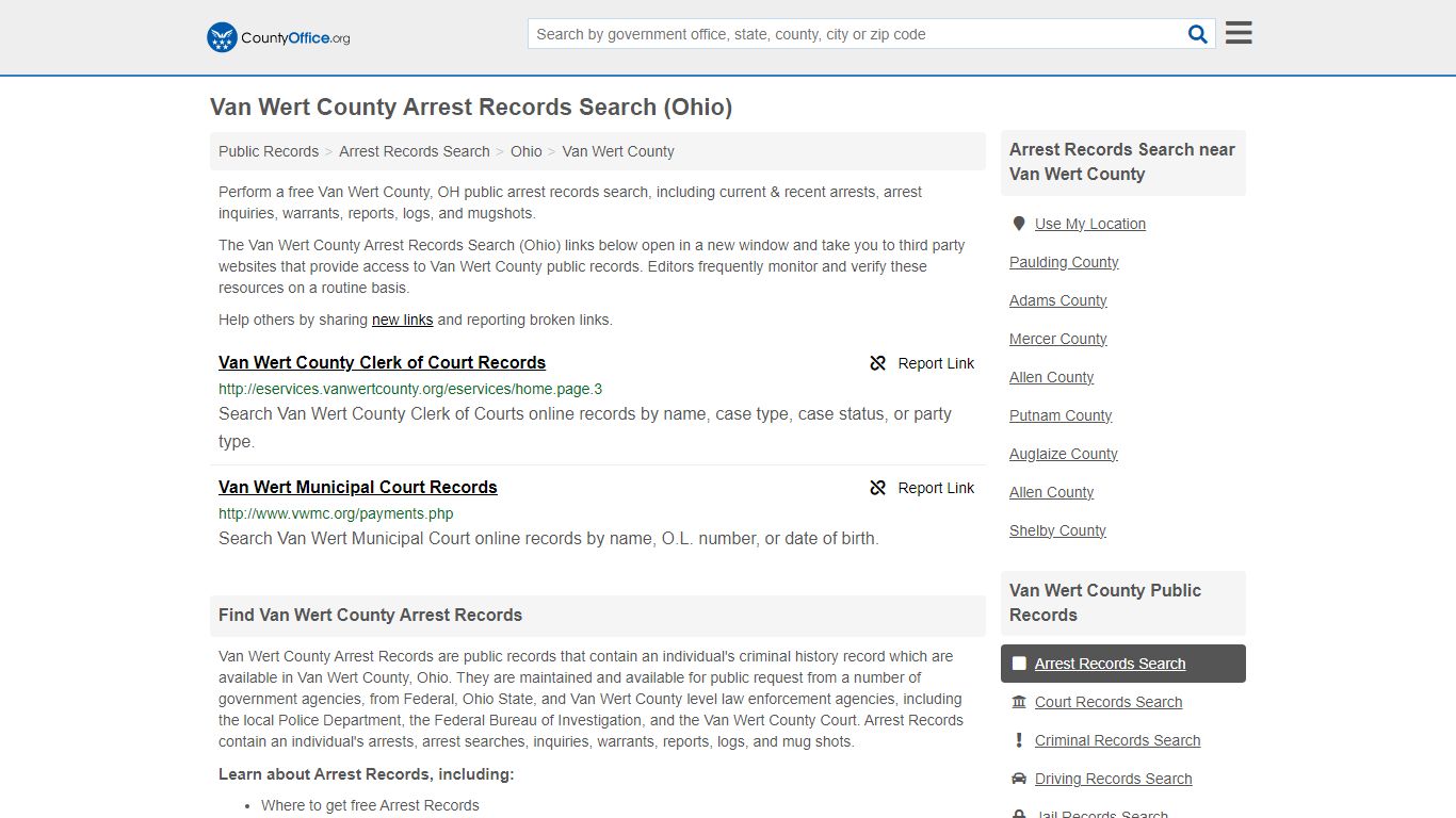 Arrest Records Search - Van Wert County, OH (Arrests & Mugshots)